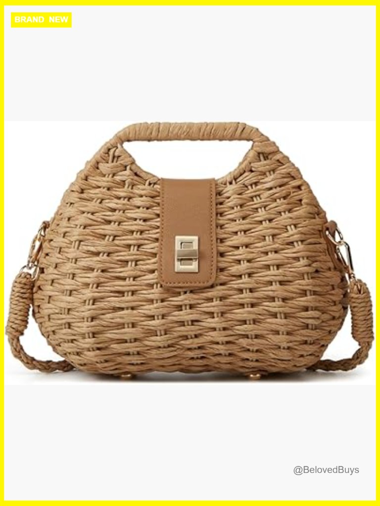 Natural Straw Shoulder Tote Handbag Hobo Crossbody Beach Summer Bag